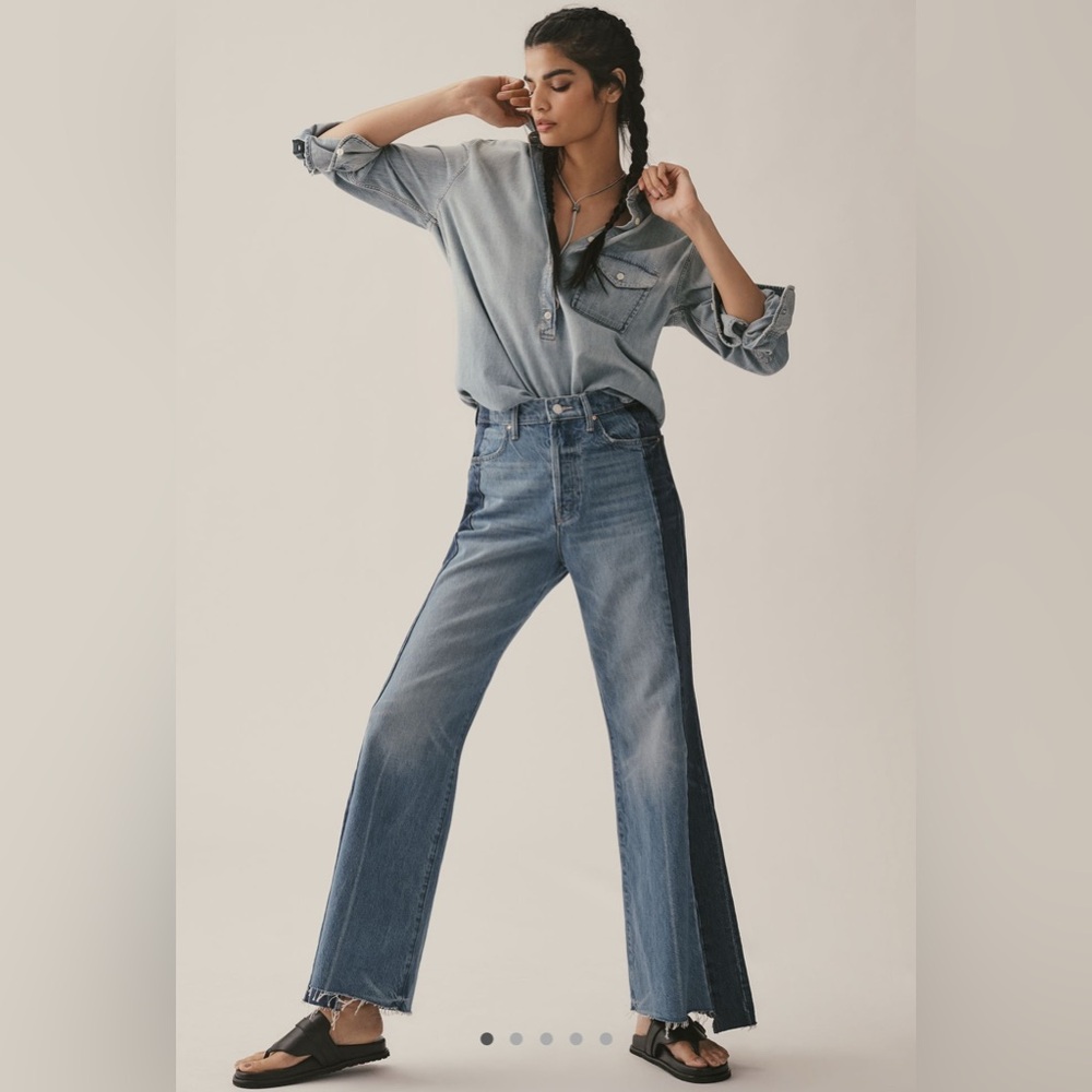 MOTHER The Tux Sidestepper Sneak Fray Jeans